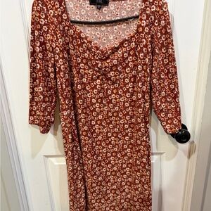 Vibe Floral Rust Midi Dress